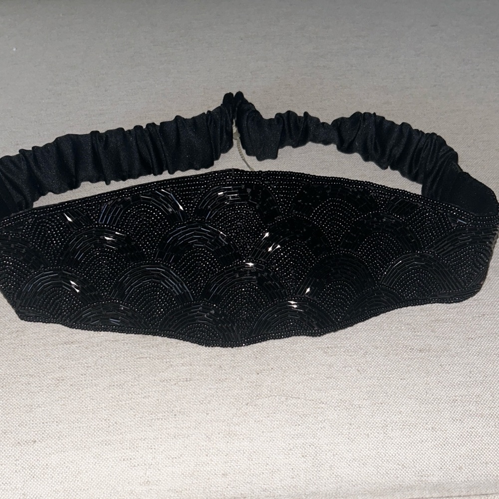 Vintage NOS Anne Klein Black Beaded Belt-Small - Picture 1 of 11
